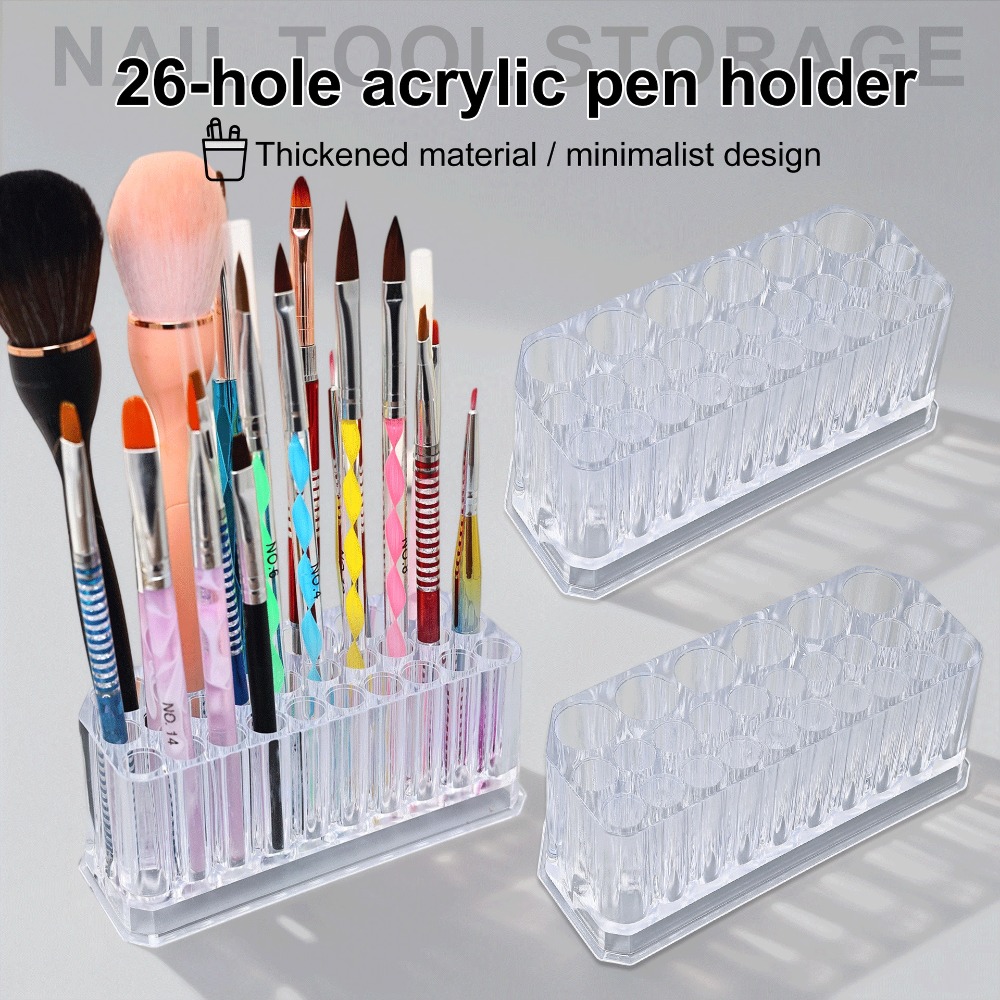 Nail Tech Accessories - 26 Holes Acrylic Nail Brushes Organizer