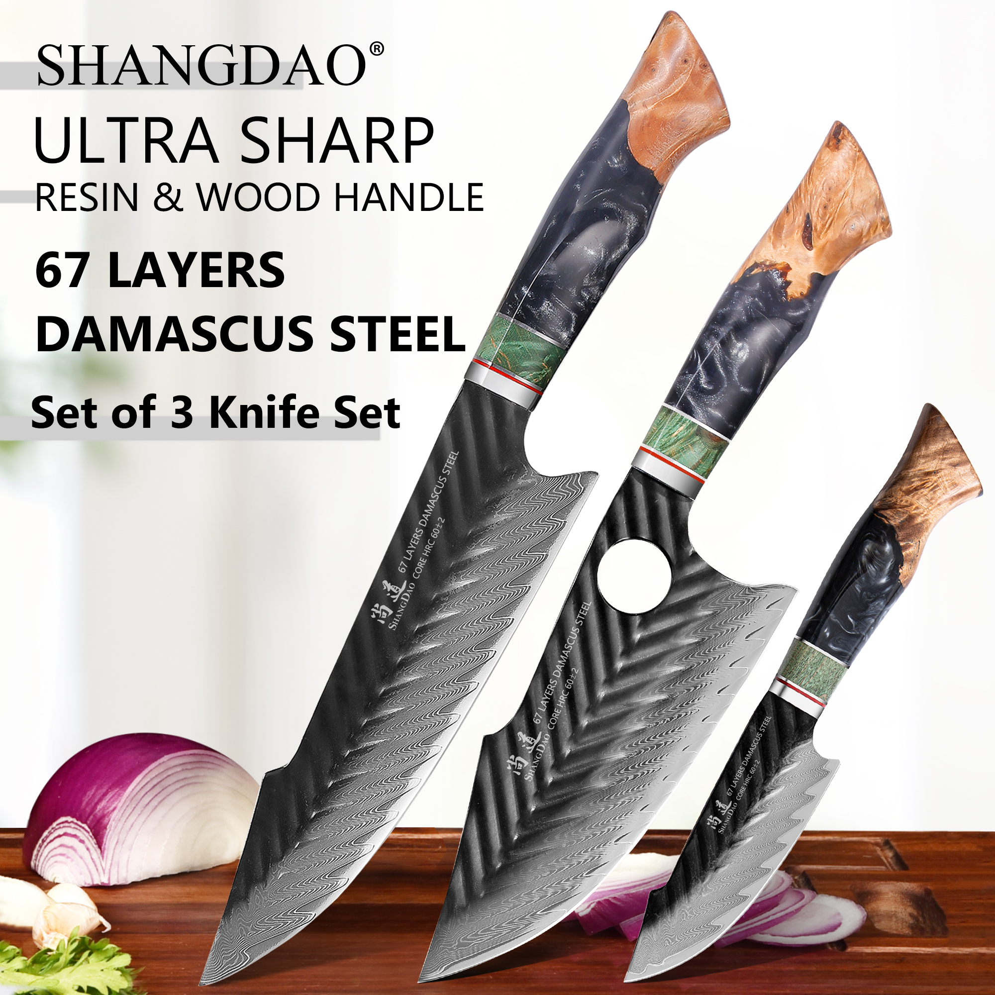 SHANGDAO 3PCS 67 Layers Damasc – обзор и цена High Tech Kitchen Accessories